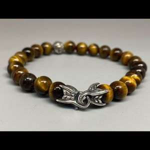DY tiger eye men bracelet W/Silver